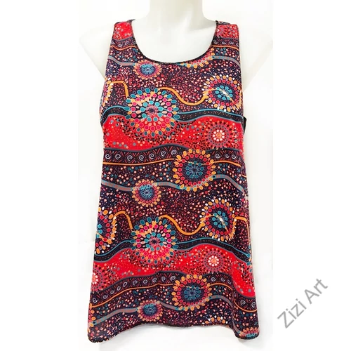 fekete, narancs, kék, piros, színes, mandala, mintás, ujjatlan, pamut, felső, női, divat, trend, nyári, sportos, elegáns, bohém, extravagáns