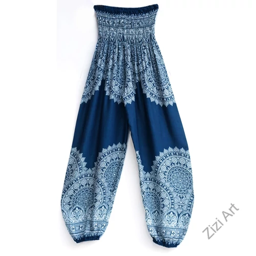 női, divat,fekete, kék, fehér, mandala,  bordűrminta, mintás, bő, viszkóz, nadrág, színes, trend, kényelmes, szellős, egyedi, extravagáns, különleges, bohém, jázmin, Thaiföld, nagy méret, extra méretezés, plus size