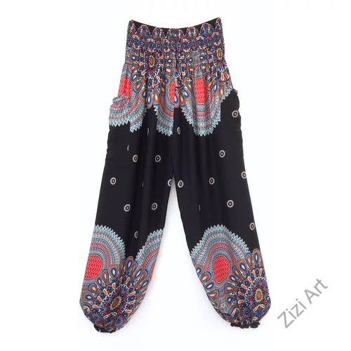 női, nadrág, viszkóz, bő, türkiz, bordó, kék, fekete, mandala,  bordűr, mintás, trend, kényelmes, szellős,  bohém, jázmin, Thaiföld
