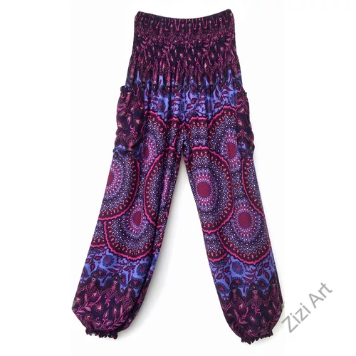 női, nadrág, viszkóz, bő, pink, kék, fekete, mandala,  bordűr, mintás, trend, kényelmes, szellős,  bohém, jázmin, Thaiföld