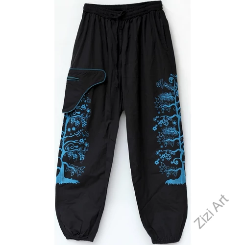 unisex, pamut, jázmin, nadrág, zsebes, életfa, mintás, fekete, kék, fehér, bordó, krém, bő, kényelmes, egyedi, extravagáns, bohém, hippi, goás, Nepál, női, divat