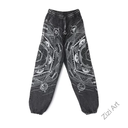 unisex, pamut, jázmin, nadrág, zsebes, mandala, mintás, szürke, fehér, bő, kényelmes, egyedi, extravagáns, bohém, hippi, goás, Nepál, női, divat