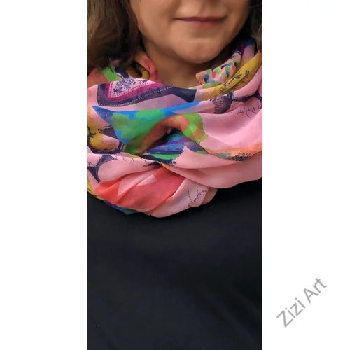 szív, mintás, körsál, puha, korall, kék, zöld, sárga, kendő, meleg, elegáns, divat, női, viszkóz