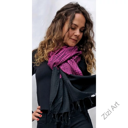 nagy, pashmina, gyapjú, selyem, sál, sálkendő, poncsó, bíbor, fekete, pink, nepáli