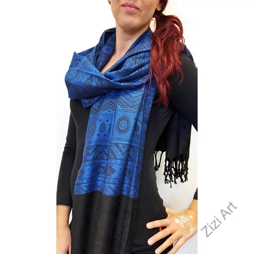 nagy, pashmina, gyapjú, selyem, sál, sálkendő, poncsó, színes, fekete, kék  mintás, nepáli