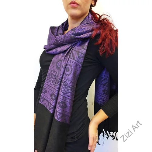 nagy, pashmina, gyapjú, selyem, sál, sálkendő, poncsó, színes, fekete, mintás, lila, nepáli