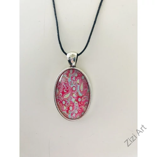 ovális, rózsaszín, sárga, világoskék, antiallergén, fém, nyaklánc, medál, ezüst színű, női, kiegészítő, divat, trend, bohém, extravagáns, egyedi, egzotikus