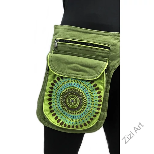 övtáska, egyedi, pamut, textil, táska, mandala, mintás, színes, keki, kiwi, zöld, kiegészítő, trend. női, férfi divat
