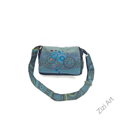 textil, táska, válltáska, kék, piros, fekete, kiwi, zöld, narancs, piros, színes, mandalás, hímzett, virágos