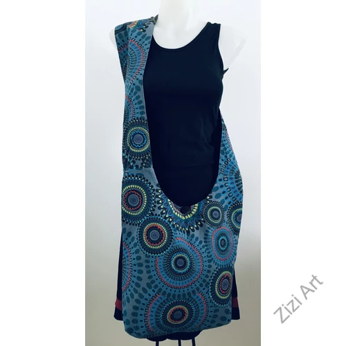 pamut, szürke, türkizkék, lila, zöld, kék, piros, színes, textil, mandalás, válltáska, egyedi, női, kiegészítő, divat, trend