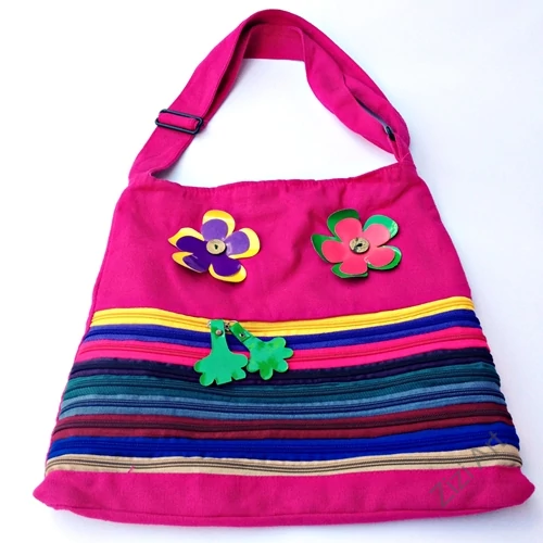 textil, táska, válltáska, csíkos, lila