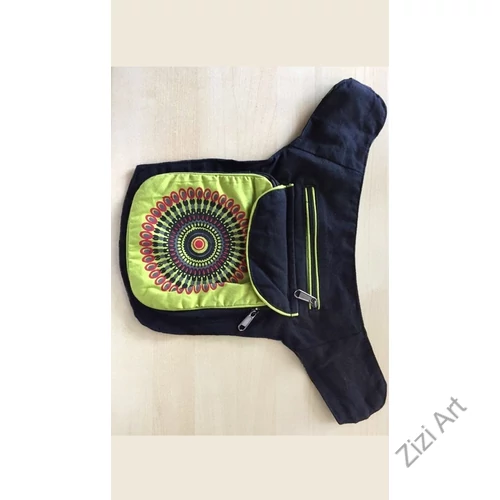 övtáska, egyedi, pamut, textil, táska, mandala, mintás, színes, barna, narancs, kiegészítő, trend. női, férfi divat