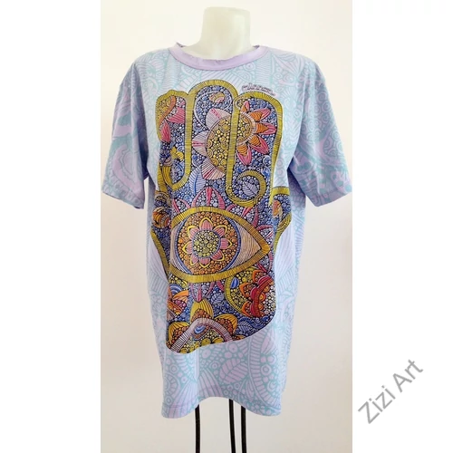színes, kék, hamsa, sárga, narancs, einstein, ember, mintás, pamut, póló, ruha, női, egyedi, bohém, mandala, csakrák, ohm, om, elefánt, jóga, virág, levél, jel, keleti, indiai, thaiföld, extravagáns, különleges, divat, trend