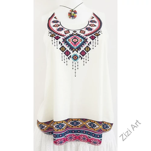 fehér, színes, kék, pink, etno, mintás, ujjatlan, pamut, felső, női, divat, trend, nyári, sportos, elegáns, bohém, extravagáns