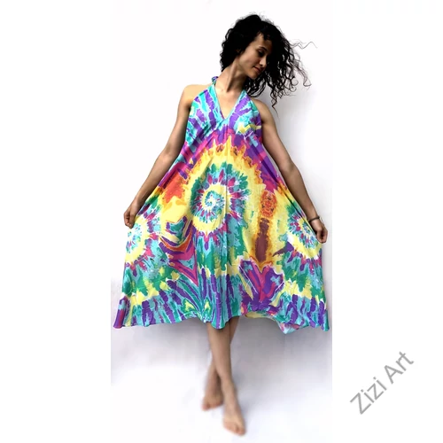 hosszú, ruha, nyakpántos, batik, mintás, azúr, pink, lila, sárga, kék, bő, szellős, női, divat, nyári, trend, Thaiföld, webshop