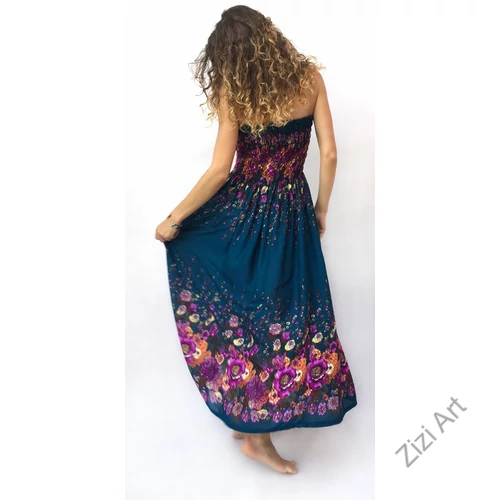 hosszú, bő, viszkóz, ruha, türkiz. lila, narancs, virág, mintás, megkötős, szellős, könnyű, női, divat, Thaiföld, trend, webshop