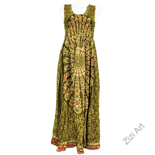 hosszú, viszkóz, ujjatlan, ruha, bő, színes, mandala, pávatoll, mintás, szellős, női, divat, trend, webshop, kék, zöld, fekete, narancs, pink, sárga, lila, piros, barna 