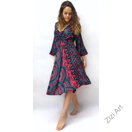 ruha, midi, viszkóz, zöld, fekete, pink, pávatollas, bohém, hippi, laza, női, divat, trend