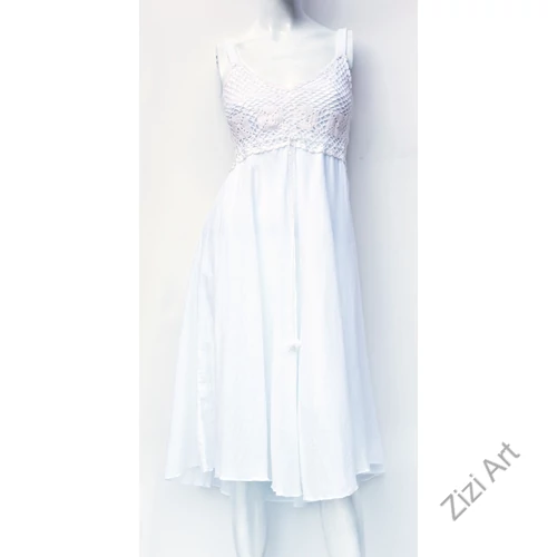 fehér, midi, ruha, pamut, ujjatlan, pántos, levél, mintás, Thaiföld, bő, színes, szellős, könnyű, különleges, női, divat, nyári, trend, webshop
