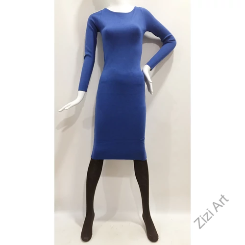 kék, kötött, hosszú ujjú, karcsúsított, pamut, hosszú, maxi, ruha, olasz, egyedi, vidám, elegáns, különleges, női, divat, bohém, trend
