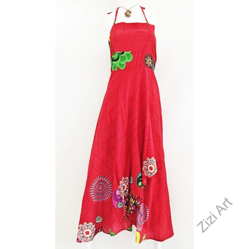 piros, pink, kék, sárga, virág, mandala, narancs, zöld, hosszú, pamut, ruha, Nepál, átlapolt, lapruha, bő, színes, körös, megkötős, szellős, könnyű, különleges, női, divat, trend, webshop