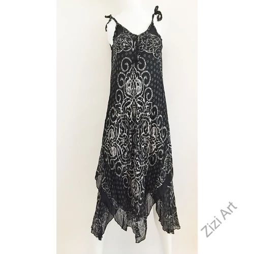 fekete, fehér, hosszú, pamut, géz, ruha, török, bő, spagettipántos, szellős, könnyű, különleges, női, divat, trend, webshop