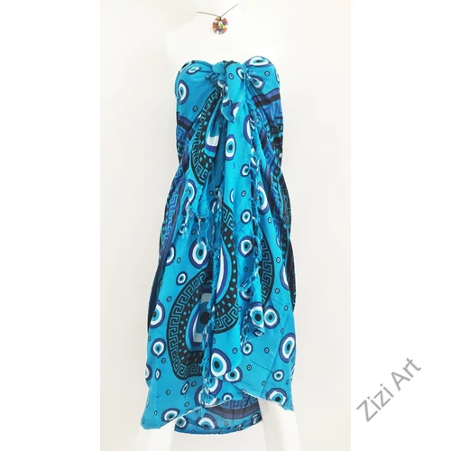 sarong, kendő, strandkendő, pareo, fehér, kék, mandala, virág, mintás, nagy, sál, nyár, finom, puha, viszkóz, nyár