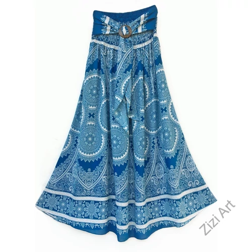 hosszú, vintage, szoknya, ruha, kék, fehér, megkötős, viszkóz,  A-vonalú, szellős, alkalmi, könnyű,  női, divat, trend