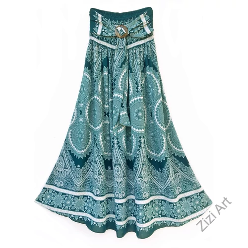 hosszú, vintage, szoknya, ruha, zöld, fehér, megkötős, viszkóz,  A-vonalú, szellős, alkalmi, könnyű,  női, divat, trend