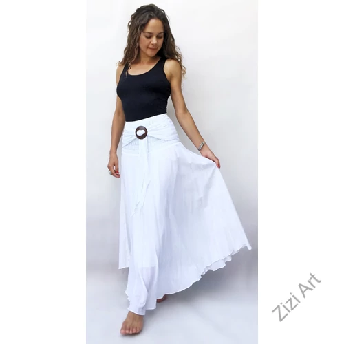 fehér, hosszú, pamut, szoknya, ruha, A-vonalú, szellős, alkalmi, könnyű, különleges, női, divat, trend, webshop