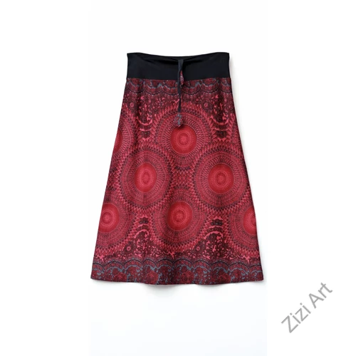 hosszú, A-vonalú, pamut, szoknya, színes, mandala, mintás, piros, bordó, fekete, szürke, türkiz, kék, zöld, női, divat, trend, extravagáns, egyedi, bohém