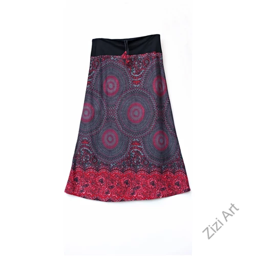 hosszú, A-vonalú, pamut, szoknya, színes, mandala, mintás, piros, bordó, fekete, szürke, türkiz, kék, zöld, női, divat, trend, extravagáns, egyedi, bohém