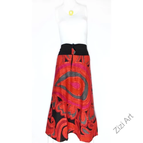 színes, etno, mandala, mintás, hosszú, A-vonalú, pamut, szoknya, női, divat, trend, extravagáns, egyedi, bohém, piros, fekete, szürke, türkiz, kék, zöld, barna, fehér, bordó, mályva, bronz, lila, narancs
