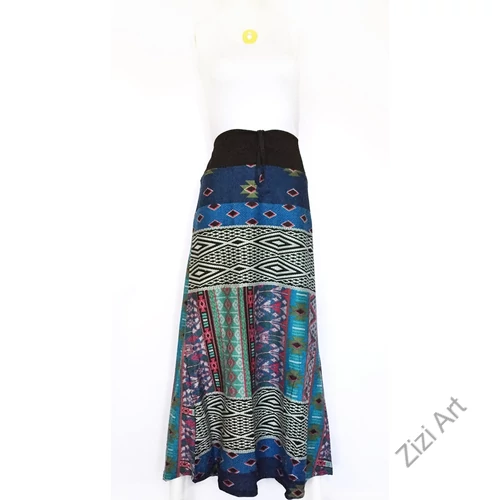 színes, etno, mandala, mintás, hosszú, A-vonalú, pamut, szoknya, női, divat, trend, extravagáns, egyedi, bohém, piros, fekete, szürke, türkiz, kék, zöld, barna, fehér, bordó, mályva, bronz, lila, narancs