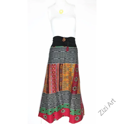 színes, etno, mandala, mintás, hosszú, A-vonalú, pamut, szoknya, női, divat, trend, extravagáns, egyedi, bohém, piros, fekete, szürke, türkiz, kék, zöld, barna, fehér, bordó, mályva, bronz, lila, narancs