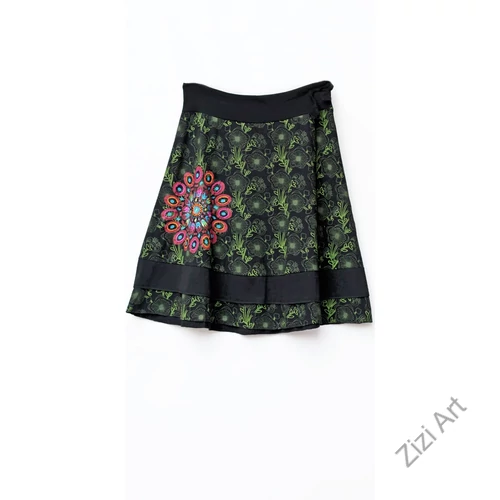 női, pamut, térdszoknya, zöld, kék, fekete, mályva, narancs, pink, mandala, virág, mintás, trend, divat, egyedi, bohém, extravagáns, egzotikus 