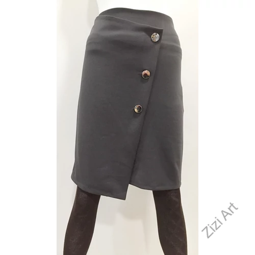 női, szürke, grafit, térdszoknya, elegáns, gombos, cipzáras, trend, divat, egyedi, bohém, extravagáns, elasztikus, olasz