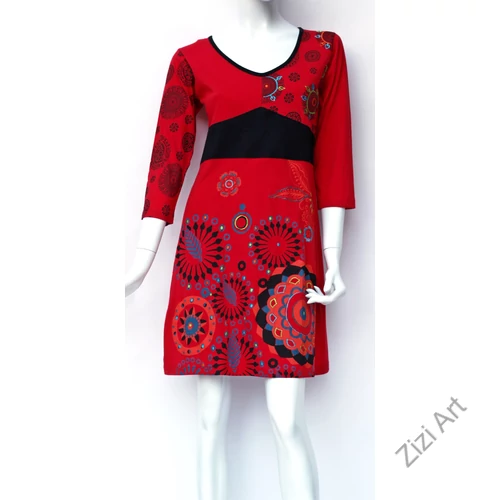 kék, türkiz, zöld, piros, fekete, színes, életfa, mandala, mintás, háromnegyed ujjú, pamut, tunika, ruha, Nepál, egzotikus, egyedi, vidám, elegáns, különleges, női, divat, bohém, trend