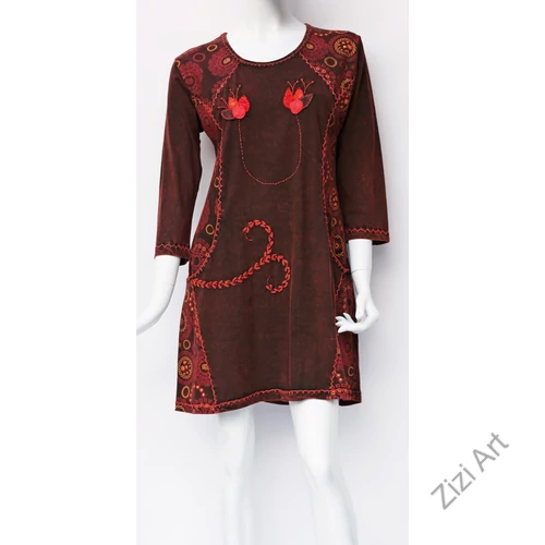 zsebes, hosszú ujjú, tunika, ruha, bordó, szürke, kék, derékban megkötős, felső, pamut, nepáli, színes, virág, mandala, mintás, egyedi, sportos, bohém, különleges